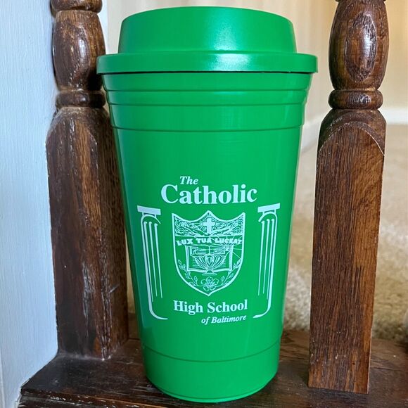 Catholic High School Baltimore Tumbler Plastic Reusable Cup with Lid - Picture 1 of 5